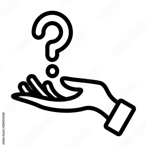Hand with Question Vector Line Icon Design