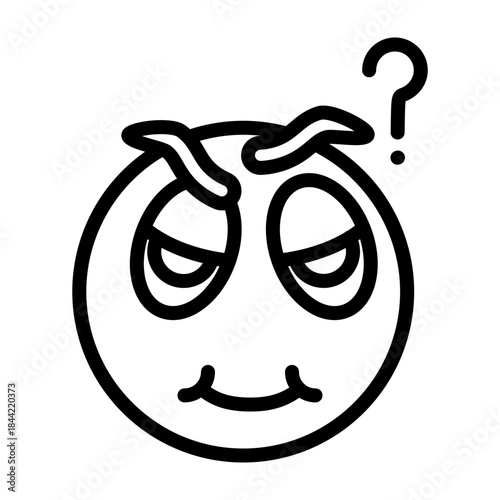 Confused Face Vector Line Icon Design