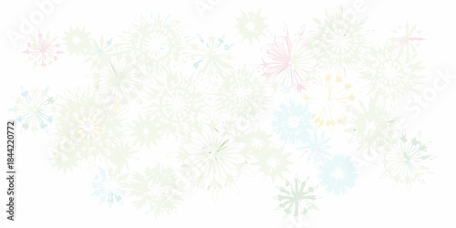 Delicate pastel floral background with scattered flower shapes and soft hues