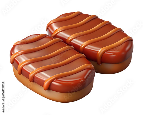 grilled steaks ,isolated on transparent png 3d style