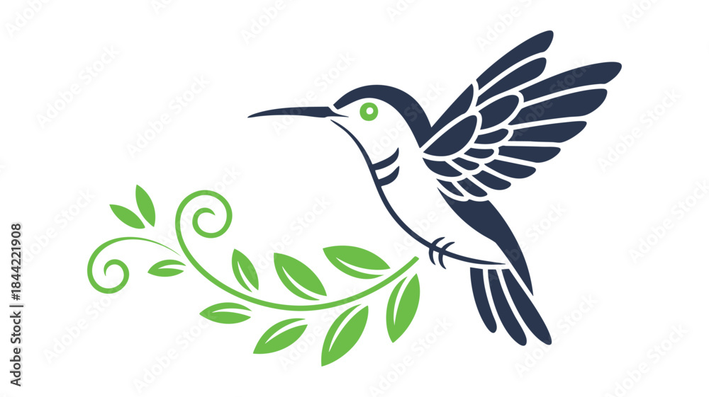 Obraz premium Hummingbird feeding from leaf Vector