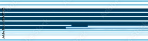 Abstract horizontal blue and white stripes with breaks in the middle