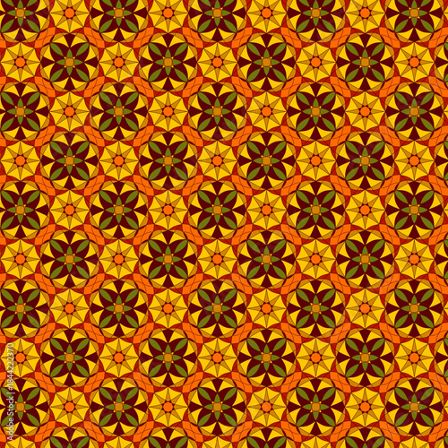 Modern abstract geometric mosaic pattern, decorative tile, background, patchwork Bright warm autumn colors