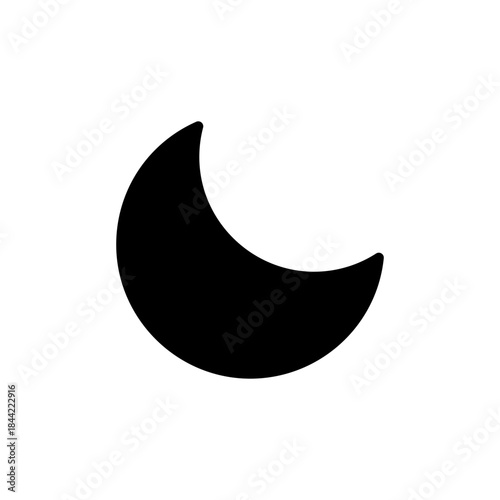 Elegant black crescent moon graphic, a minimalist symbol for night and celestial themes