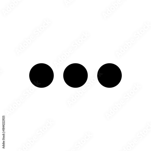 Three black dots forming an ellipsis symbol on a crisp white background, representing more options