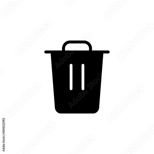 Black trash can icon representing delete, recycle, or remove functions for digital interfaces