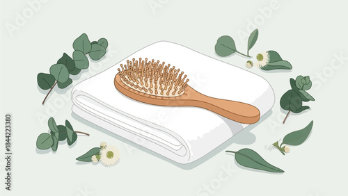 Spa still life with towels and wellness accessories on a white background