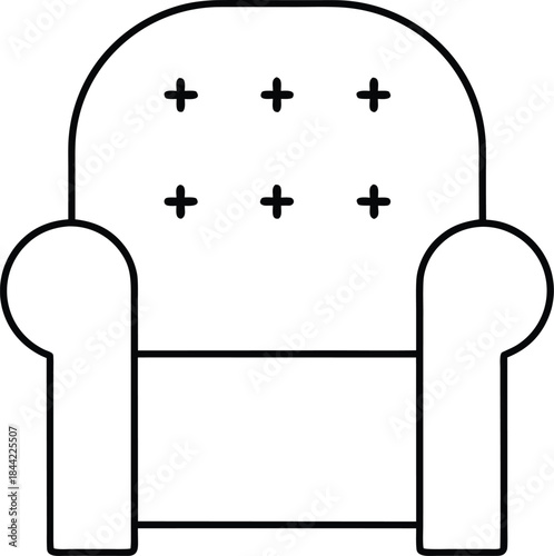 armchair icon outline vector on transparent background