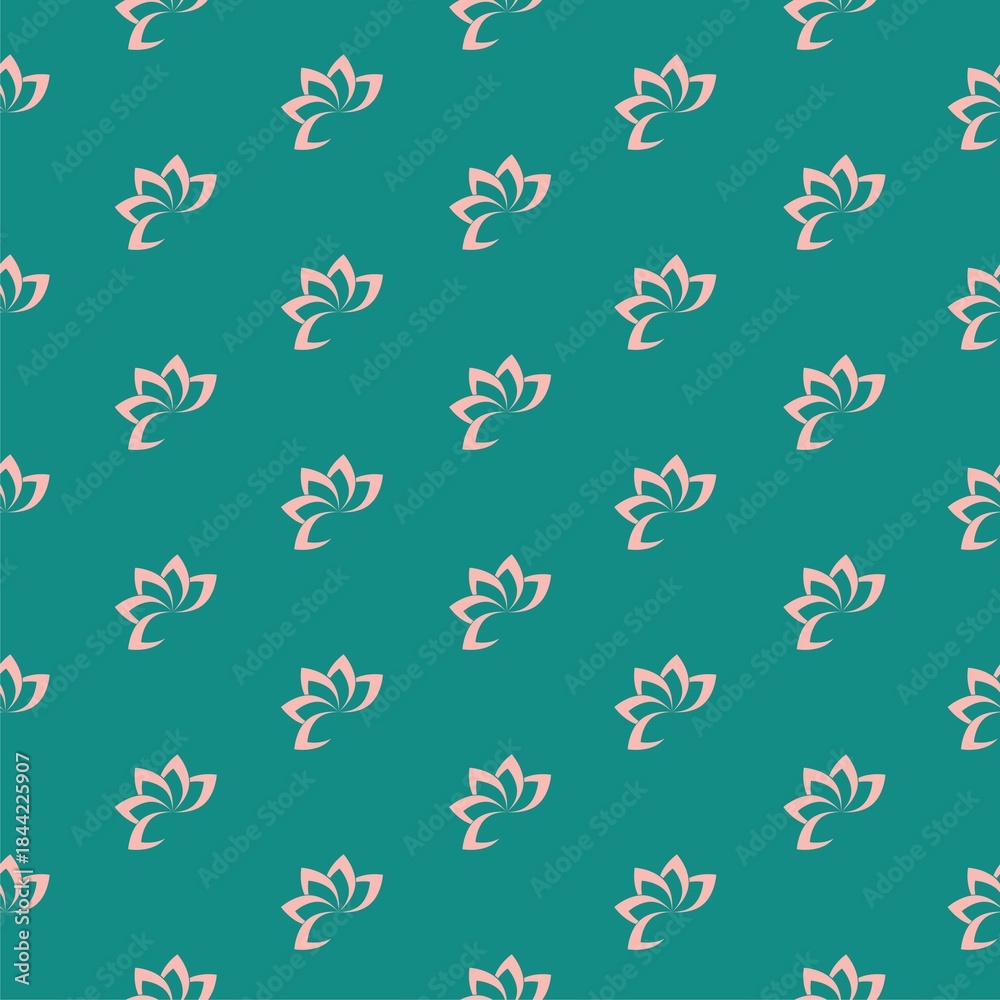 Fototapeta premium Lotus flower seamless pattern isolated on color background