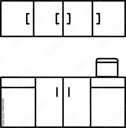 kitchen cabinet icon outline vector on transparent background