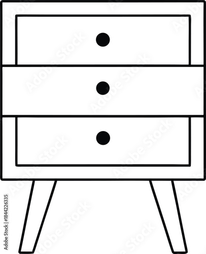 nightstand icon outline vector on transparent background