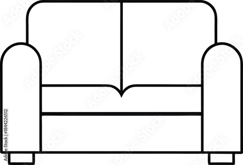 sectional sofa icon outline vector on transparent background
