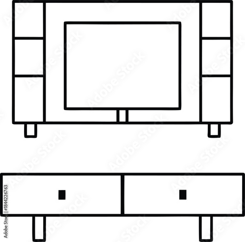 tv stand icon outline vector on transparent background