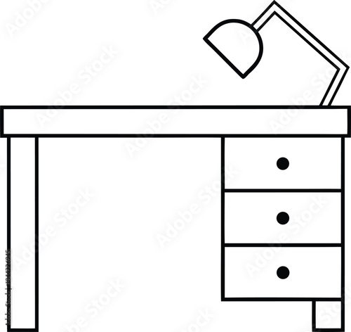 writing desk icon outline vector on transparent background