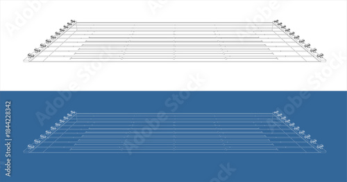 Side View Profile of Olympic Swimming Pool Lane Wireframe Sketch