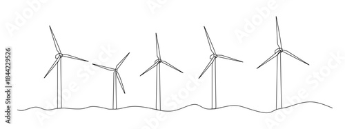 wind turbine farm renewable energy vector line art