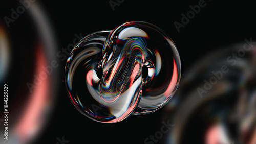 Abstract 3D Glass Shape Background Iridescent Liquid Chrome Technology Wallpaper Transparent PNG