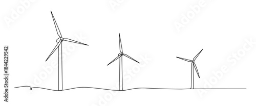 wind turbine farm renewable energy vector line art