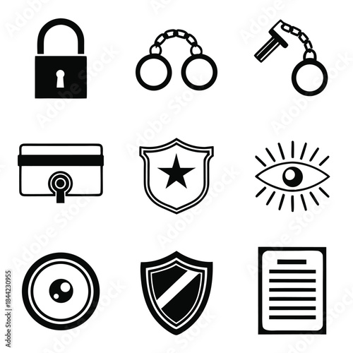 Security and Law Icons Collection Keywords lock, padlock, security, safety, protection
