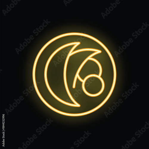 This neon sign is representing a round pastry decorated with a cherry, evoking deliciousness and sweetness