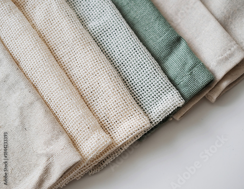 Close up of a pile of colorful cotton textile and fabric texture background