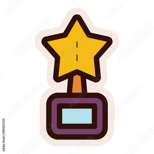 movie celebrity trophy star shape award icon sticker