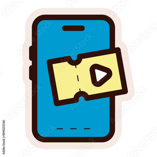 online movie ticket booking icon sticker