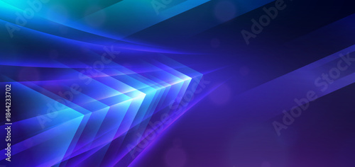 Arrow Hi tech blue element on dark blue background with lighting effect.