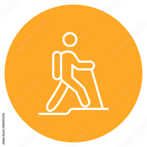 Person Hiking icon vector image. Can be used for Trekking.