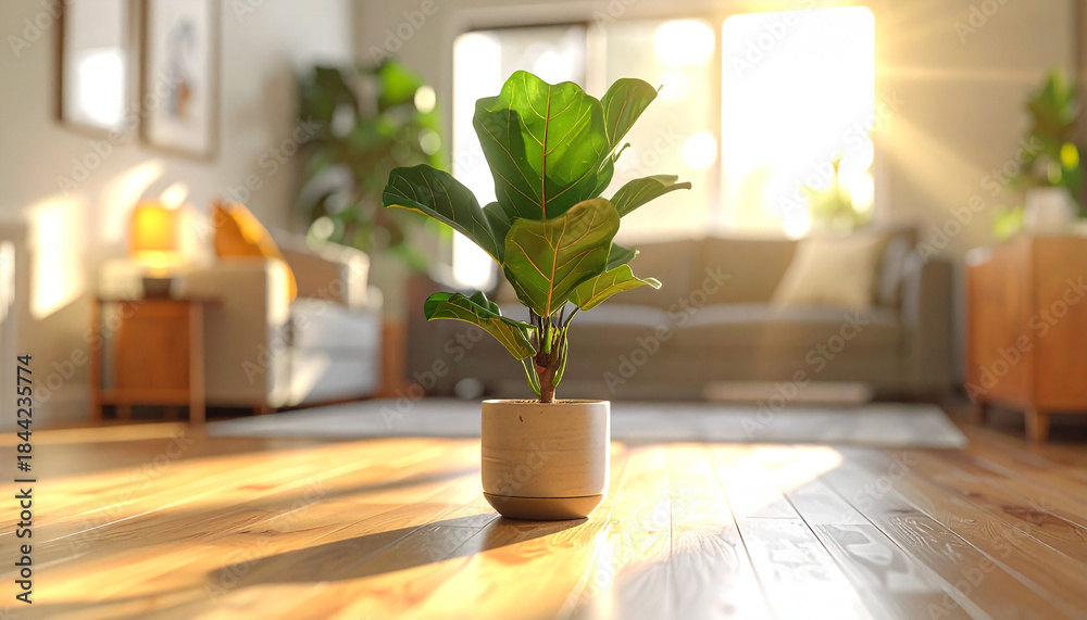 Fototapeta premium Photo of indoor plants cast iron plant aspidistra elatior in a white pot on isolated yellow backgrou 4