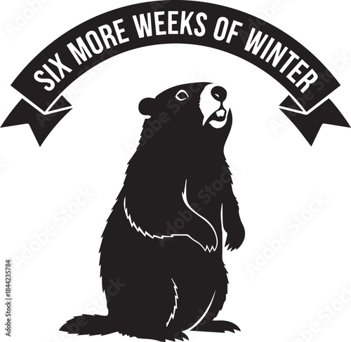 Groundhog predicts six more weeks of winter with a banner