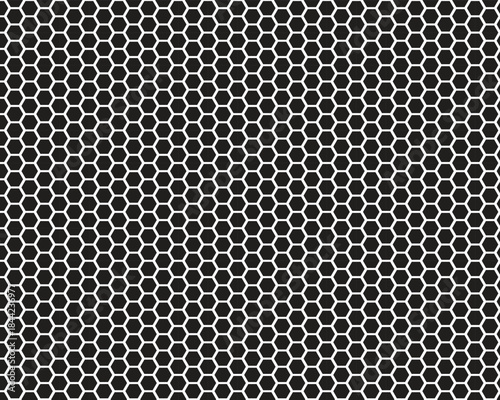 Geometric Hexagon Grid Seamless Pattern Background in Black and White.