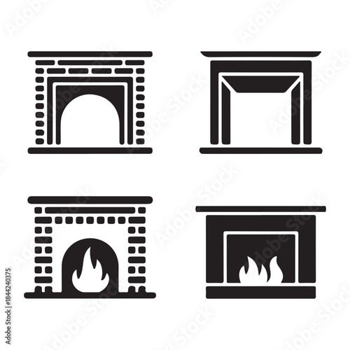 Fireplace elegant mantel classic home interior warm silhouette vector symbol