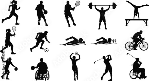 Dynamic Sports and Athletics Silhouettes Set - Diverse Athletes Collection