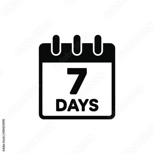 Seven days calendar icon representing week long duration and scheduling important events or deadlines reminder