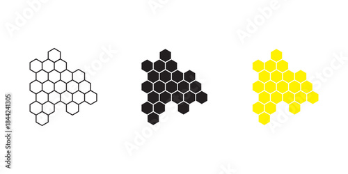 Honeycomb vector icon. Silhouette of honeycomb, honey, pollen, wax and bee products. Beeswax hive icon symbol and sign. Vector illustration.