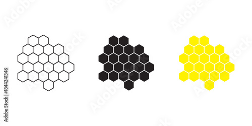 Honeycomb vector icon. Silhouette of honeycomb, honey, pollen, wax and bee products. Beeswax hive icon symbol and sign. Vector illustration.