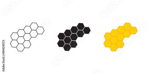 bee honeycomb icon set. Honey comb cartoon. Natural food. honeycomb pattern. Honey symbol. Beehive sign