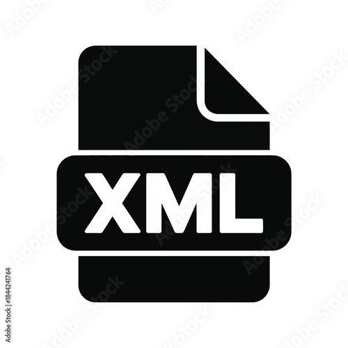 Xml file format icon representing document extension for structured data storage transmission and computer programming language