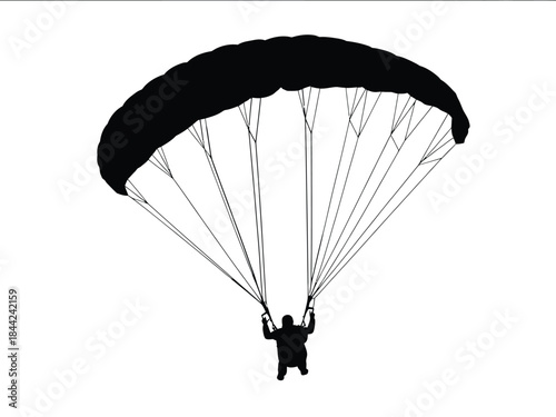 Paragliding silhouette vector illustration extreme sport activity air descent adventure parachute equipment leisure hobby activity