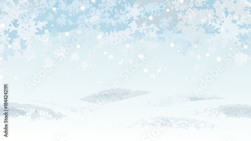 Falling snowflakes and winter clouds create a peaceful frosty background scene