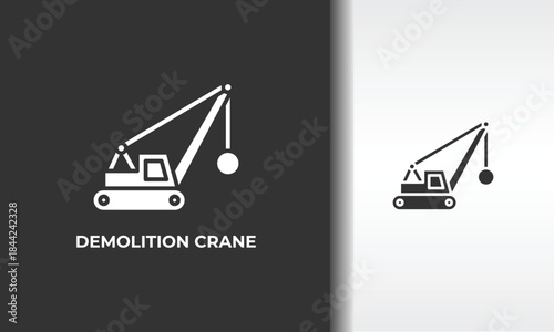 Demolition Crane Vector, Icon Or Logo Sign Isolated Symbol Illustration