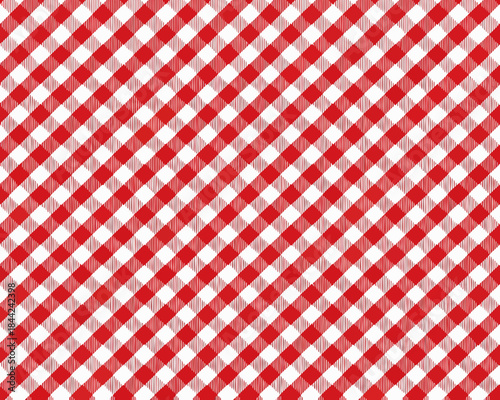 A vibrant red and white checkered pattern fills the entire frame of the image