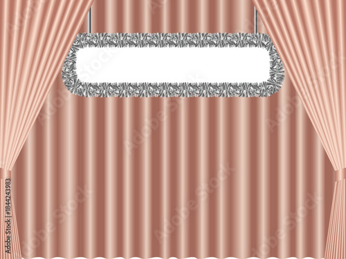 モール付き看板、カーテン二重、8桃金