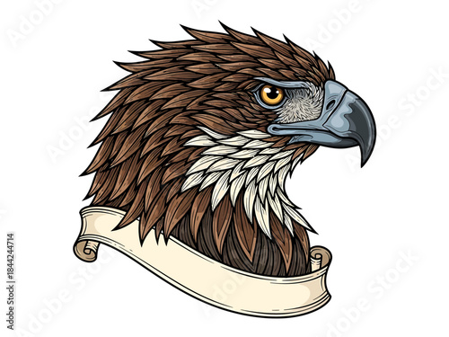 Eagle Head Illustration with Banner