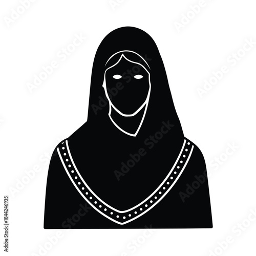 Omani Woman Green Embroidered Shawl Portrait