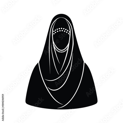 Omani Woman Embroidered Abaya And Veil