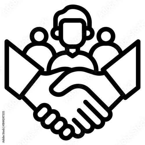  collaboration, teamwork, communication, Partnership, company, team, employee, management, strategy, corporation, community, team, outline icon vector design illustrator