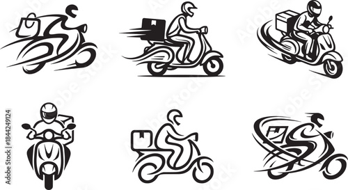 Set of Food Delivery Bike logo