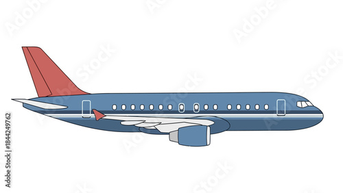Stylized side view illustration of a modern passenger airplane on a white background, ready for